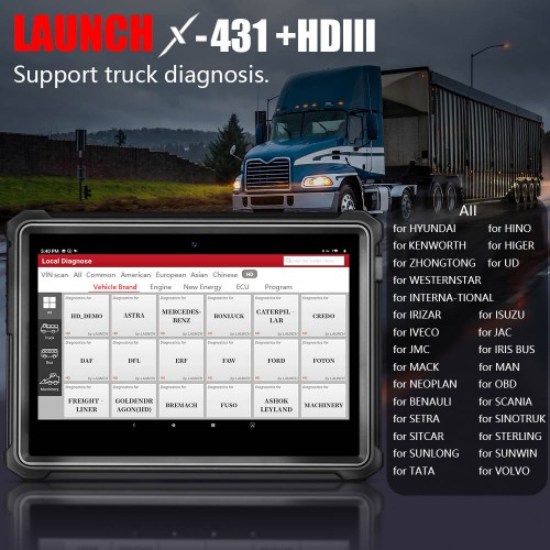 Launch X431 V+ HD3 Wifi/Bluetooth Heavy Duty Truck Diagnostic Tool One Year Free Update