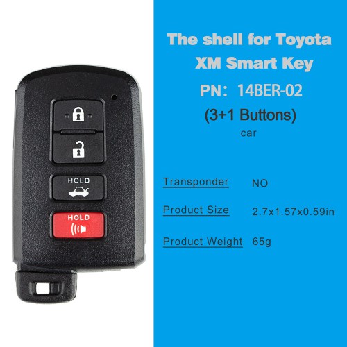 VVDI Toyota XM Smart Key Shell 1742 3+1 Buttons 5Pcs