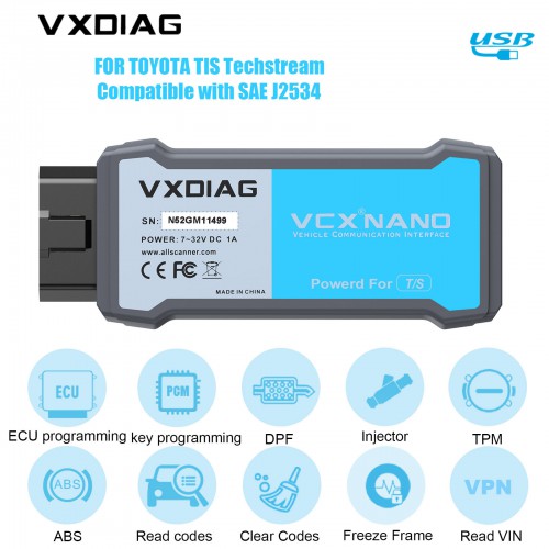 WIFI VXDIAG VCX NANO for TOYOTA Techstream V18.00.008 Compatible with SAE J2534 WIN 7/WIN8/WIN10