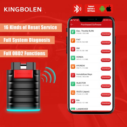 KINGBOLEN EDIAG Full System OBD2 Diagnostic Tool with All Brands License One Year Free Update