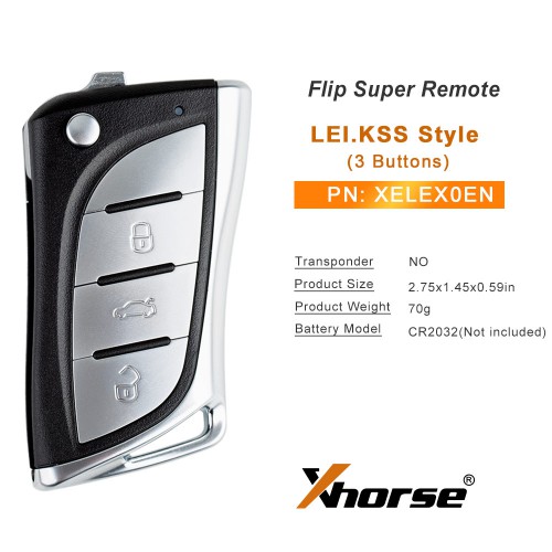 [UK/EU Ship] Xhorse XELEX0EN Super Remote Flip 3 Buttons for Toyota/Lexus Type with Super Chip Inside 5pcs/lot