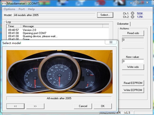 mazda obd2 odometer correct cable software display