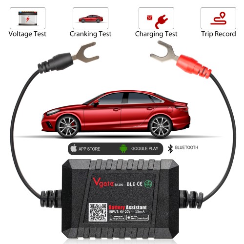 [EU/UK Ship] Vgate Battery Assistant BlueTooth 4.0 Wireless 6~20V Automotive Battery Load Tester Diagnositic Analyzer Monitor for Android & iOS