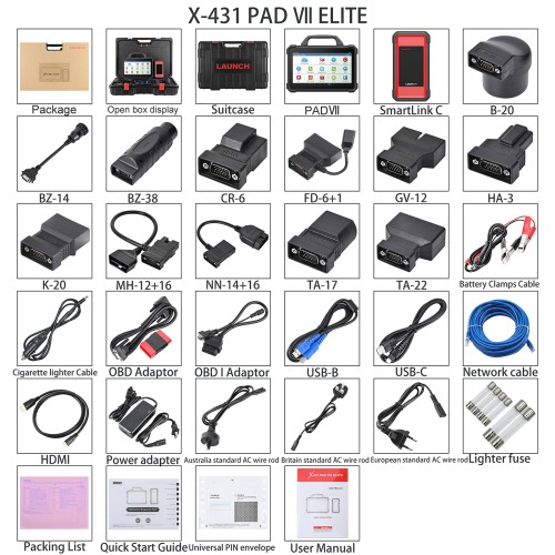 Launch X431 PAD VII Elite PAD 7 Full System Diagnostic Tool with X-PROG3 Immobilizer & Key Programmer Supports All Keys Lost