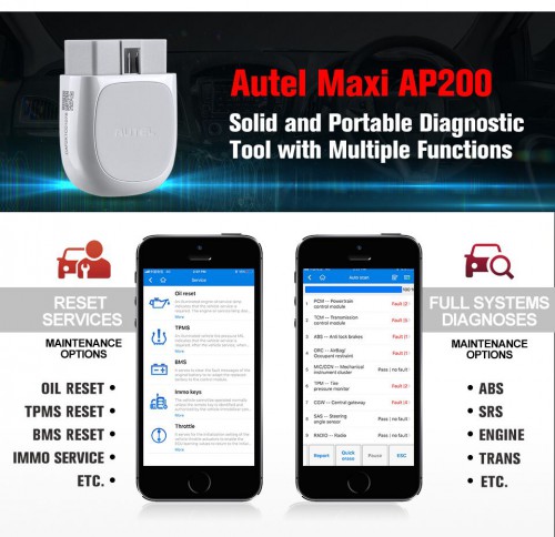 Autel MaxiAP AP200 Bluetooth OBD2 Scanner Code Reader with Full Systems Diagnoses