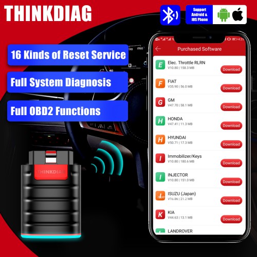 [Ship from UK/EU] Thinkdiag OBD2 Full System Power Than X431 Easydiag Diagnostic Tool With 3 Free Software