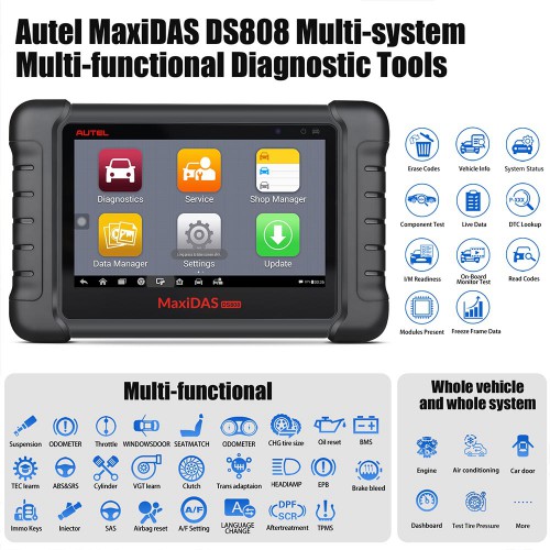 [Ship from UK/EU NO TAX]Latest AUTEL MaxiDAS DS808K Tablet Diagnostic Tool Full Set Update Online