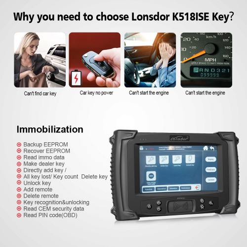 [Ship from UK/EU No Tax] Lonsdor K518ISE Key Programmer Supports VW 4th & 5th IMMO ,BMW FEM/BDC, Odometer Correction