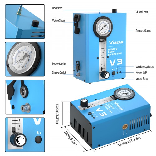 VXSCAN V3 Automotive Smoke Leak Detector Vacuum Smoke Machine Leak Detector Diagnostic Tester