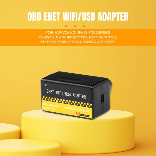 OBD ENET WIFI/USB Adapter  DOIP For VW/VOLVO, BMW F/G-series, Compatible with BimmerCode, E-SYS, Bootmod3, Ethernet, Work with iOS, Android & Windows