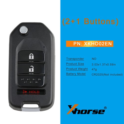 Xhorse XKHO02EN VVDI Universal Wire Flip Remote Key 2 1 Buttons Honda Type 5pcs/lot