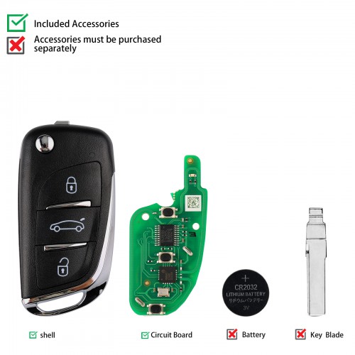 [UK/EU Ship] XHORSE DS Style Wireless Universal Remote Key 3 Buttons XN002 for VVDI Key Tool 5pcs/lot