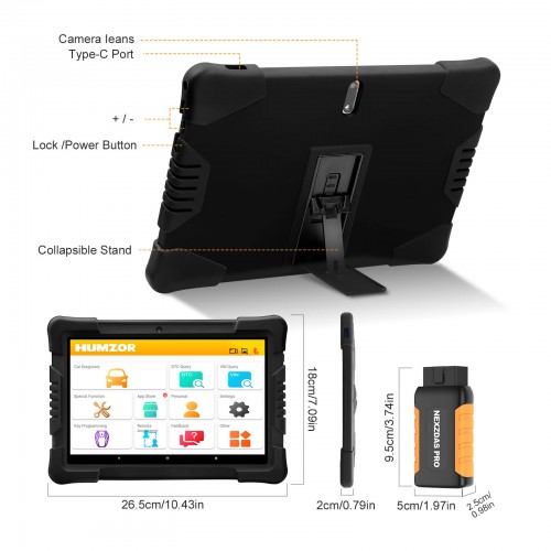 Humzor NexzDAS Pro Bluetooth 9.6inch Tablet Full System Auto Diagnostic Tool Professional OBD2 Scanner