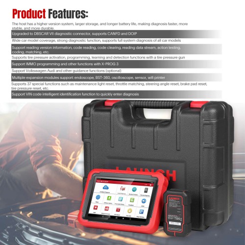 Launch X-431 PROS V5.0 Diagnostic Tool 37 Special Functions Intelligent Diagnose TPMS Supports CANFD and DOIP