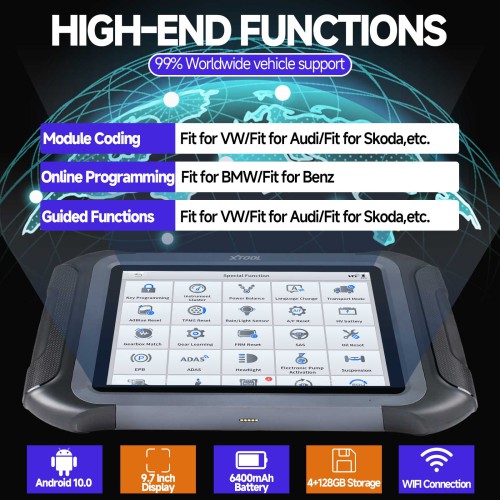 2024 Newest XTOOL D9S PRO Auto Diagnostic Tool Vehicle Scanner 42 Services Full System Diagnosis ECU Coding Key Programming Active Test CAN FD DoIP