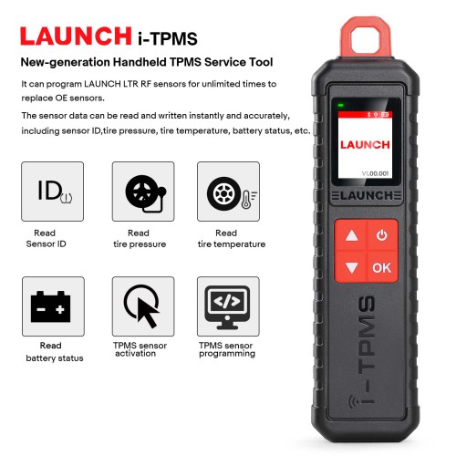 Launch i-TPMS Handheld TPMS Service Tool Can be Binded with X-431 Scanner or with the i-TPMS APP Supports All 315/433MHz Sensors