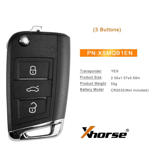 Xhorse XSMQB1EN VW MQB Smart Proximity Remote Key 3 Buttons for VVDI2 VVDI Key Tool (English Version) 5pcs/lot