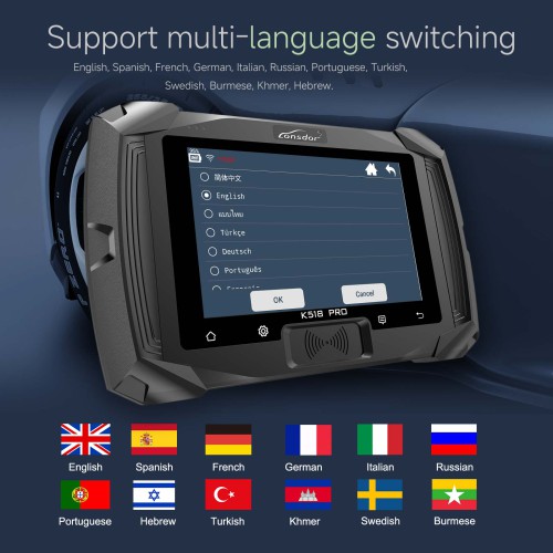 Multi-Language Lonsdor K518 PRO Full Version All In One Key Programmer with 2xLT20, Toyota FP30 Cable, Nissan 40 BCM Cable, JCD, JLR and ADP Adapter