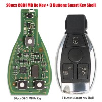 20pcs Original CGDI MB Be Key with Smart Key Shell 3 Button for Mercedes Benz Complete Key Package